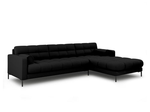 Cosmopolitan Design rechter hoekbank Bali 5-zits, structurele stof, zwart - 185x293x75cm