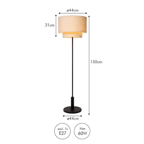 Atmooz vloerlamp Polar - zwart - Ø 44 x H 150 cm - E27