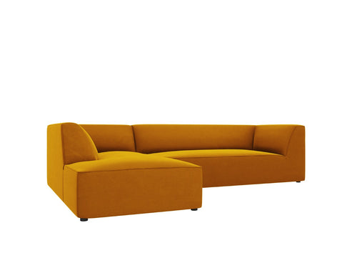 Micadoni linker hoekbank Ruby 4-zits, flueel, geel - 180x273x69cm