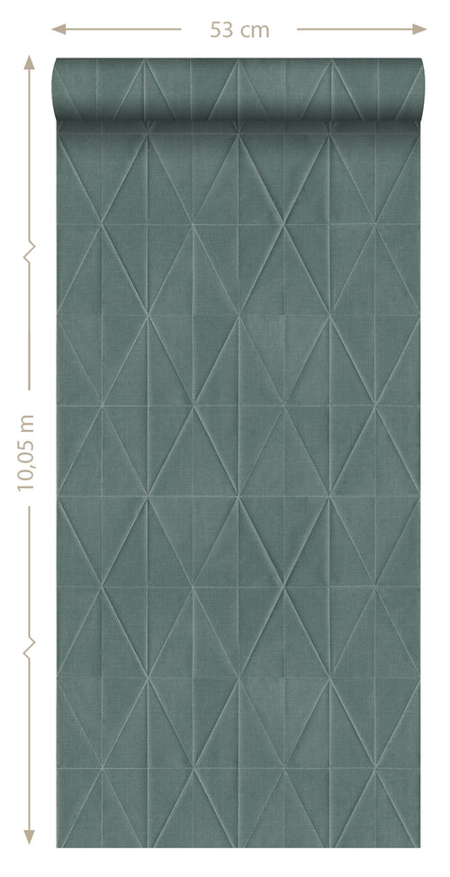 ESTAhome behang origami motief petrolblauw - 53 cm x 10.05 m - 148712 - vtwonen shop