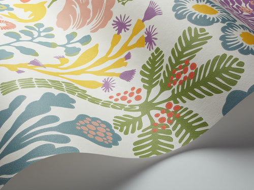 Borastapeter behang tropische bladeren en bloemen paars, geel en blauw - 53 cm x 10.05 m - 660795