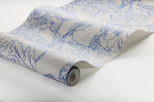 Borastapeter behang menselijke silhouetten vergrijsd blauw - 49 cm x 10.05 m - 660804 - vtwonen shop