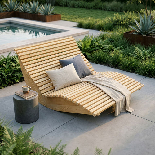 HOME DELUXE Golvend houten ligstoel WOLGA - 120 cm