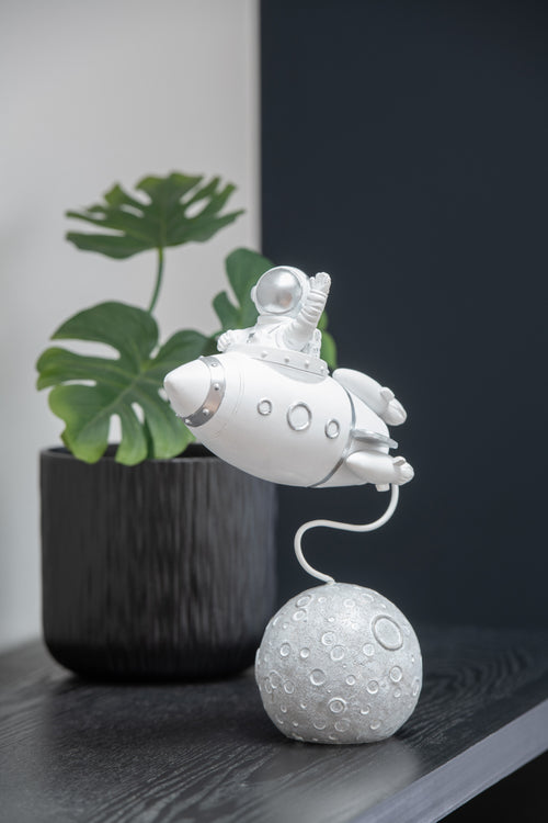 J-Line decoratie Rocket Astronaut - polyresin - wit/zilver - vtwonen shop