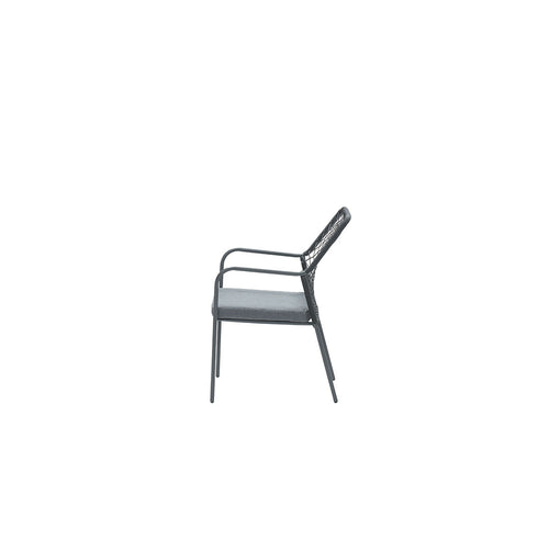 Dido dining fauteuil - carbon black - rope zwart  - mystic grey