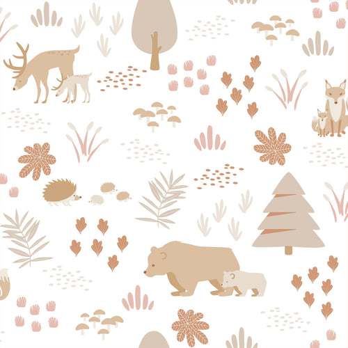 ESTAhome behang bos met bosdieren wit en beige - 53 cm x 10.05 m - 139611 - vtwonen shop
