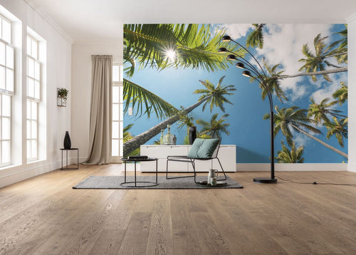 Sanders & Sanders fotobehang palmbomen groen en blauw - 450 x 280 cm - 612688 - vtwonen shop