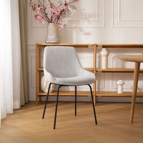 Nolon Nora-Isa Eetkamerstoel Beige Gemêleerd - Stof - Zwart Onderstel - vtwonen shop