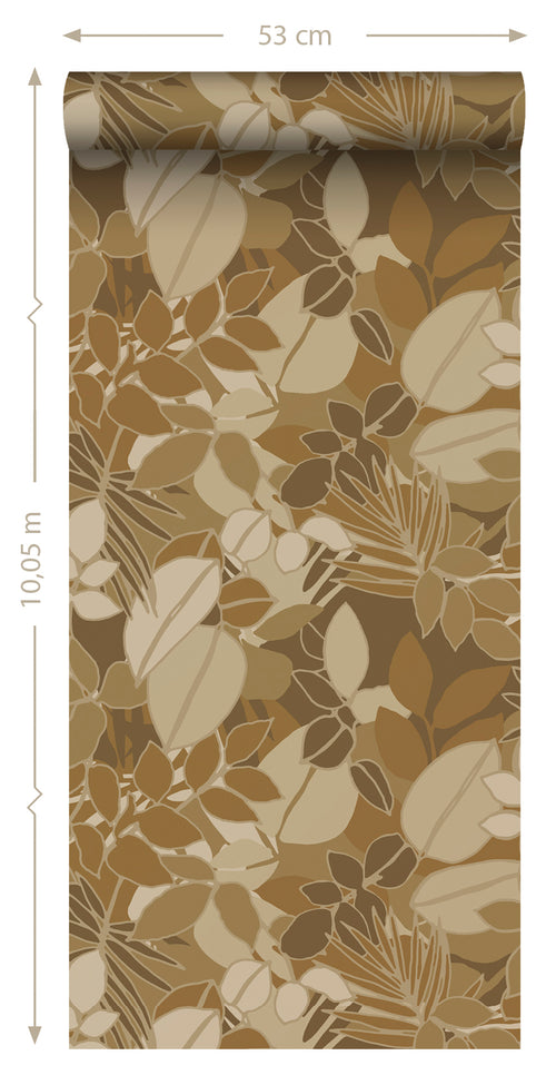 ESTAhome behang bladeren bruin en beige - 50 x 900 cm - 139849 - vtwonen shop