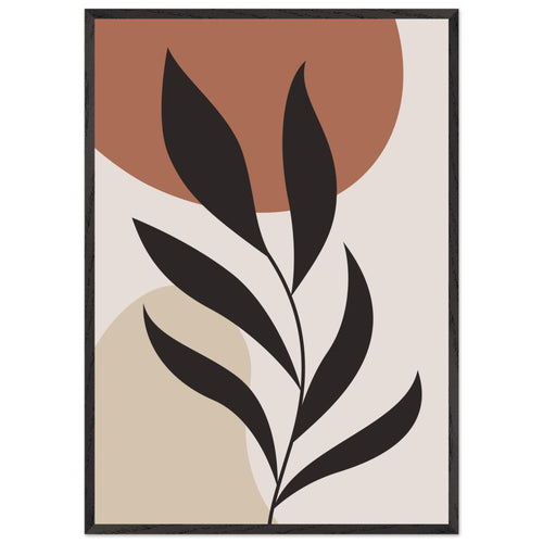Artfulprints Poster met Lijst Boho - Abstract leaf   - 70x100 cm - Terracotta