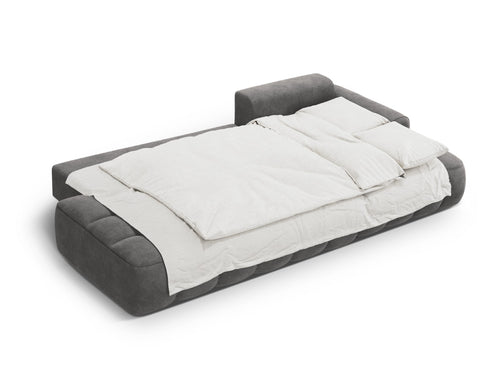 Cosmopolitan Design Converteerbare hoekbank rechts met opbergdoos Linz 3-zits, flueel grijs - 142x275x84cm