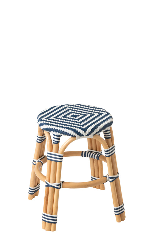 J-Line kruk Geo - riet - blauw/wit - 2 stuks