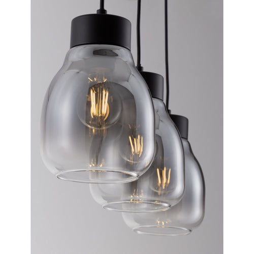Nova Luce BLACU Hanglamp voor aan het plafond, rookgrijs, zwart, E27, 3x12W