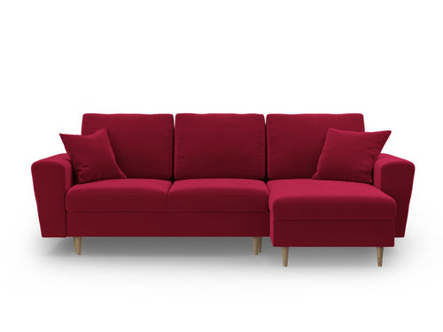 Cosmopolitan Design Omkeerbare converteerbare hoekbank met opbergdoos Kyoto 4-zits, flueel rood - 145x241x88cm