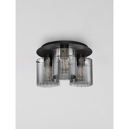 Nova Luce MIRBI Plafondlamp met lampenkap in de kleuren Smokey en Sandy Black, E27, 3x12W