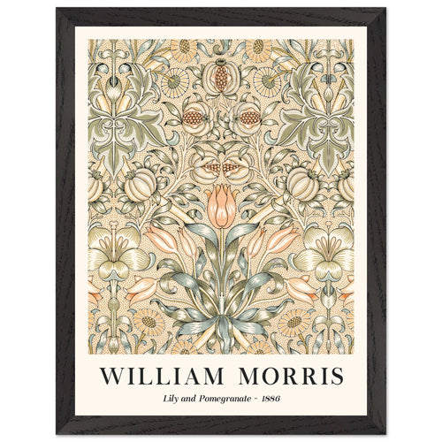 Artfulprints Poster met Lijst William Morris - Lily and pomegranate 1886   - 30x40 cm - Groen