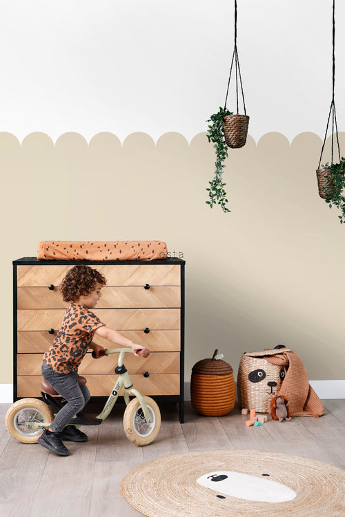 ESTAhome fotobehang lambrisering zand beige - 100 x 279 cm - 159230