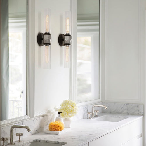 Badezimmer-Wandleuchte Modern Schwarz, Nickel gebürstet IP44 2x E27