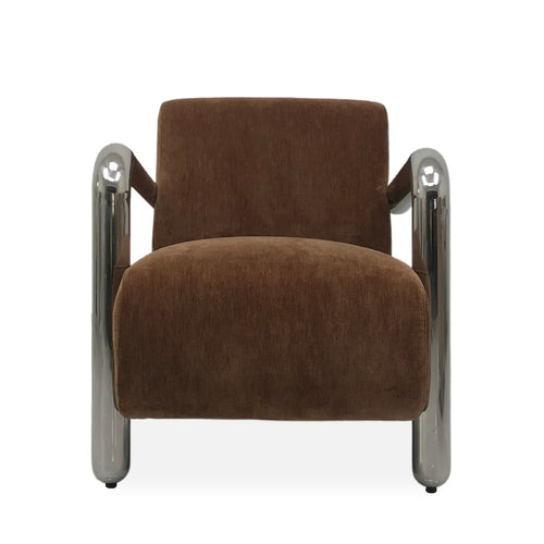 DÉJA Living Fauteuil Tolga - Bruin/Chrome Stof - 70x85x75cm - vtwonen shop