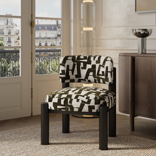 Premium Interiors - Fauteuil ELY - stof met textuur en patroon vintage groen 60.5cm