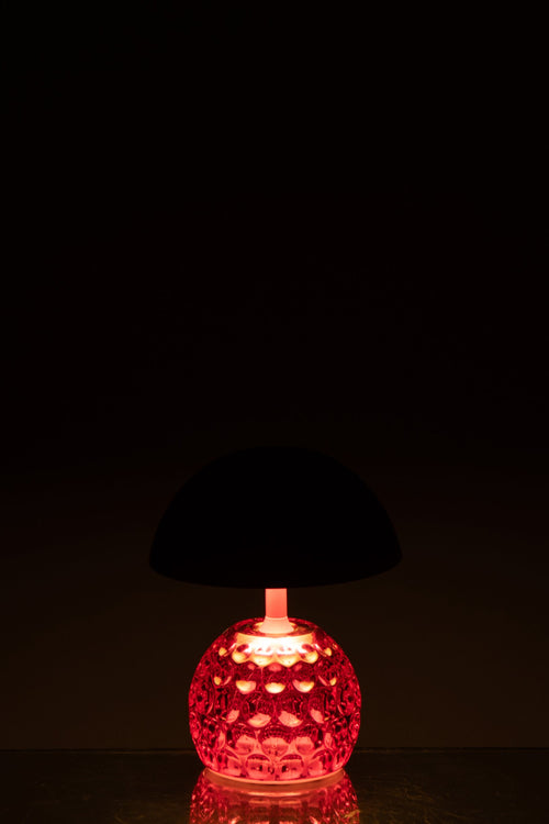 J-Line lamp Champignon - ijzer/glas - roze - LED lichtjes