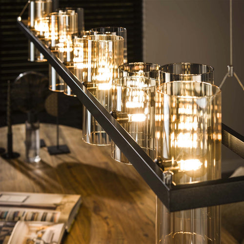 Giga Meubel Hanglamp Cylinder - Zwart Metaal - 14-Lichts - 190x20x150cm - vtwonen shop