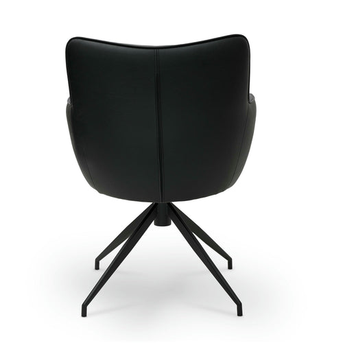 Furnhouse eetkamerstoelen armleuning Jessica - Zwart - Kunstleer - Set van 2