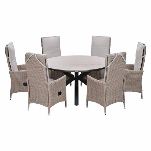 Garden Impressions Tuinset Collin 7-delig - Tulli tuintafel Ø148x75 cm