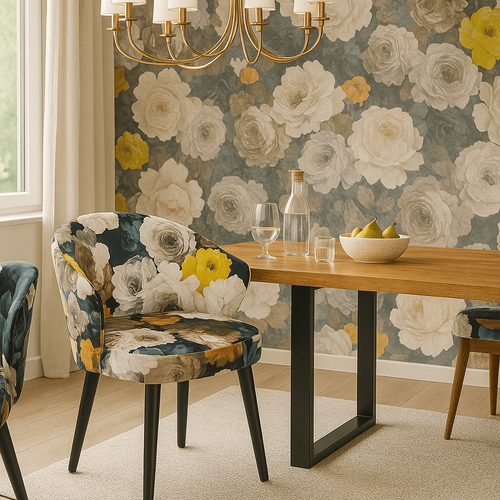 Kare Design Stoel met armleuningen Pioenen geel - vtwonen shop