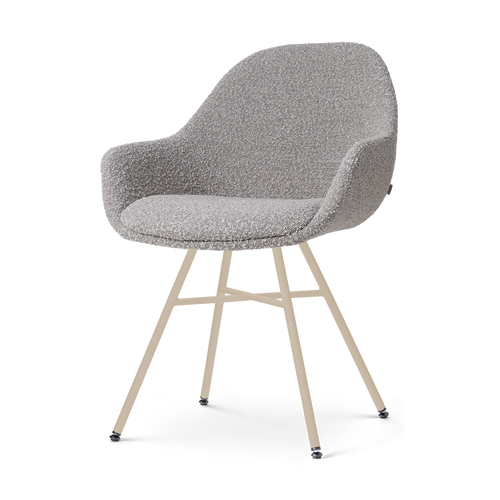 Nolon Noa-Mae eetkamerstoel bouclé taupe - beige onderstel