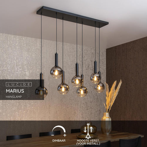 Lucide hanglamp MARIUS - 7xE27 - Zwart - vtwonen shop