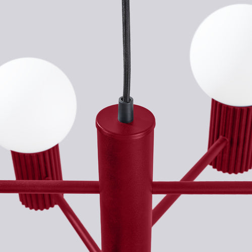 Sollux Lighting Kroonluchter HALO 6 bordeauxrood - 64x64x230cm
