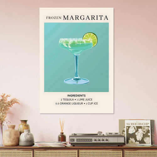 Artfulprints Poster Frozen Margarita cocktail II - Ingrediënten   - A4 21x29.7 cm - Turquoise