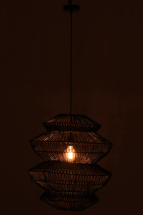 J-Line hanglamp Touw - metaal - zwart - large