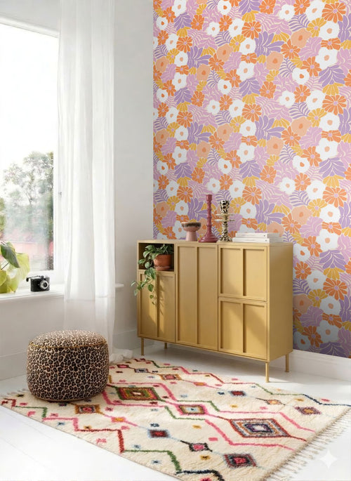 ESTAhome behang bloemen in Matisse stijl wit en meerkleurig - 50 x 900 cm - 132002