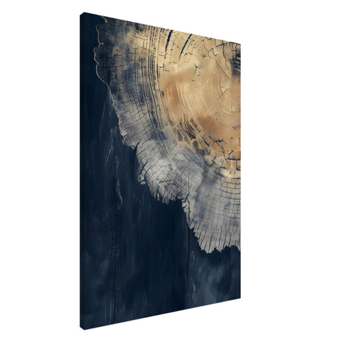 Artfulprints Canvas Abstract wood rings canvas - 60x90 cm - Blauw