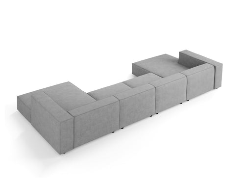 Cosmopolitan Design Panoramische bank Arendal 6-zits, chenille met ribbeleffect, donkergrijs - 166x364x70cm