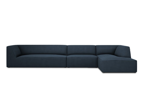 Micadoni rechter hoekbank Ruby 5-zits, structurele stof, marineblauw - 180x366x69cm