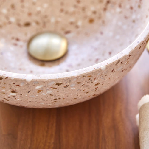 Tikamoon Ronde waskom van roze premium terrazzo ∅ 32 cm - Roze