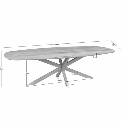 Starfurn Eettafel Ferris - Deens Ovaal Zand/Eikenhout - 280x90x76cm