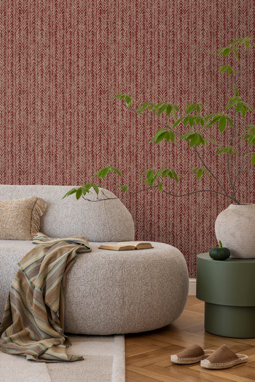Sanders & Sanders behang zigzag motief bordeaux rood - 53 cm x 10 m - 640504