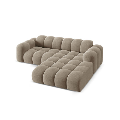 Cosmopolitan Design - Rechter hoekbank Treno 3-zits, chenille donkerbeige - 184x240x70cm