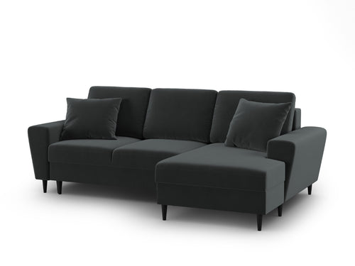 Cosmopolitan Design Converteerbare hoekbank rechts met opbergdoos Kyoto 4-zits, flueel donkergrijs - 145x241x88cm