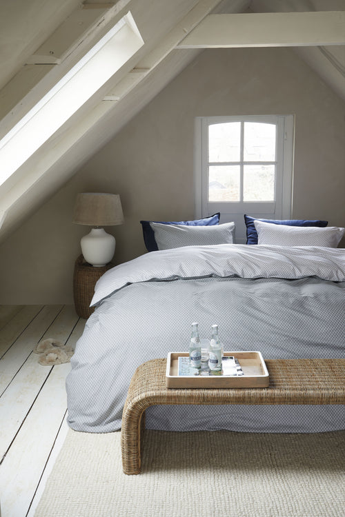 Rivièra Maison Dekbedovertrek Emery - 140 x 200/220 cm - Blauwgrijs