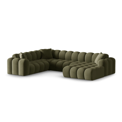 Cosmopolitan Design - Panoramische hoekbank links Treno 4-zits, flueel groente - 240x330x70cm
