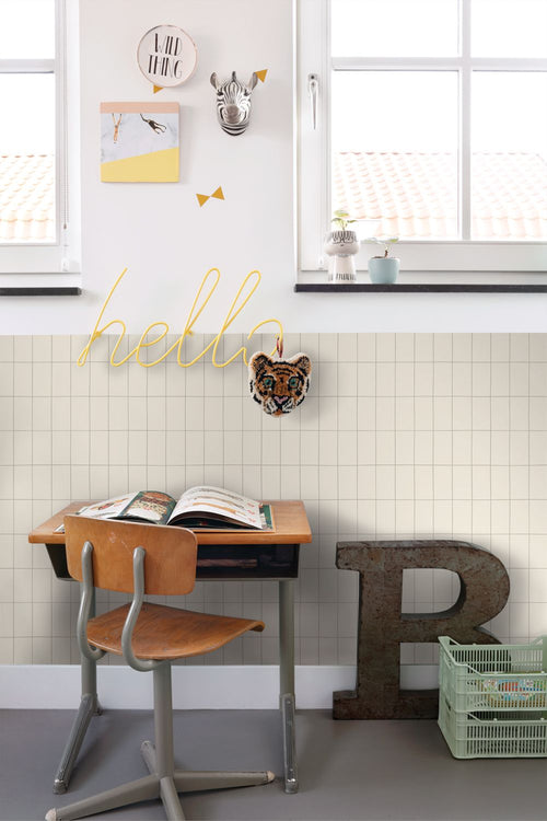 ESTAhome behang kleine tegeltjes vanille beige - 50 x 900 cm - 131789