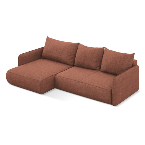 LaMiaSofa hoekbank links Palermo - chenille stof - gedempt roze - 240x148x86