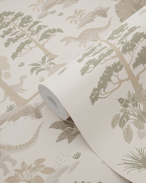 ESTAhome behang dinosaurussen lichtbeige - 50 x 900 cm - 132175