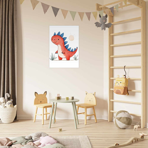 Artfulprints  Kleurrijke dinosaurus   poster A4 21x29.7 cm