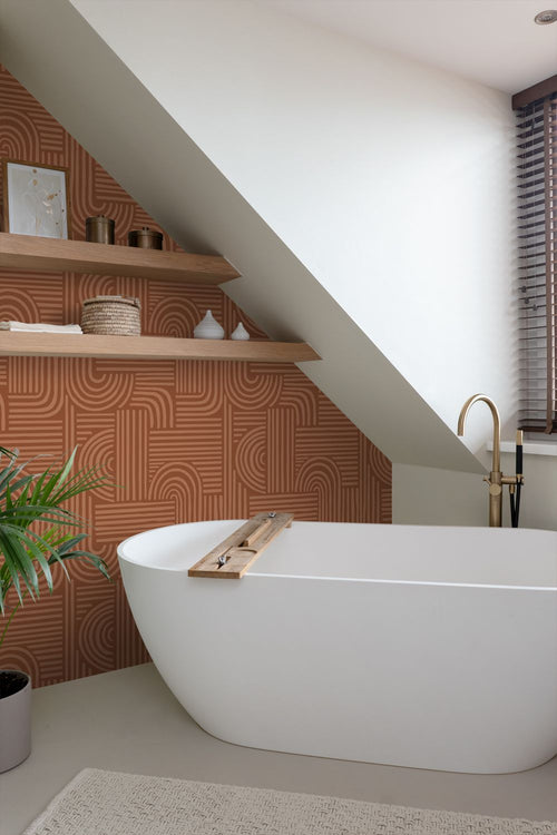 ESTAhome behang grafisch 3D motief terracotta - 53 cm x 10.05 m - 139938